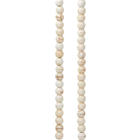 12 Pack: White Howlite Round Beads, 4mm by Bead Landing™